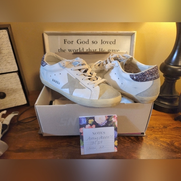 Golden Goose Superstars Size 39 Ice Gray Glitter - Picture 9 of 11